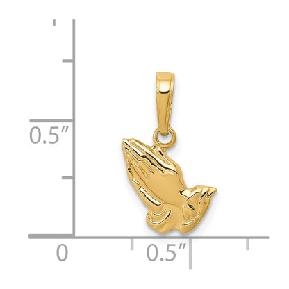 14K Yellow Gold Praying Hands Pendant