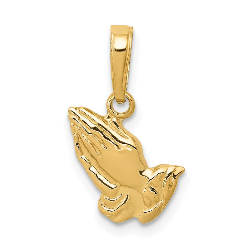 14K Yellow Gold Praying Hands Pendant
