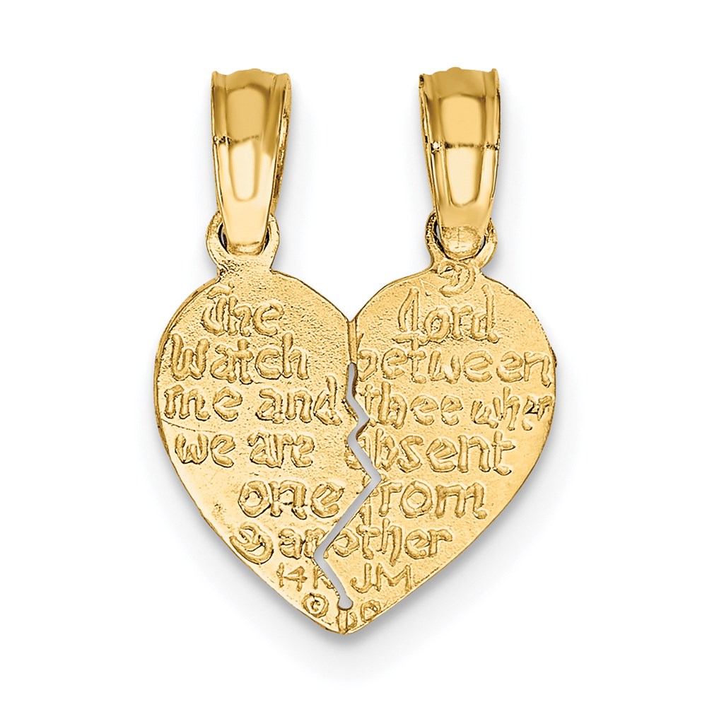 14K Yellow Gold Reversible Break Apart Mizpah Heart Charm