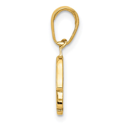 14K Yellow Gold Small Solid Hamsa Pendant