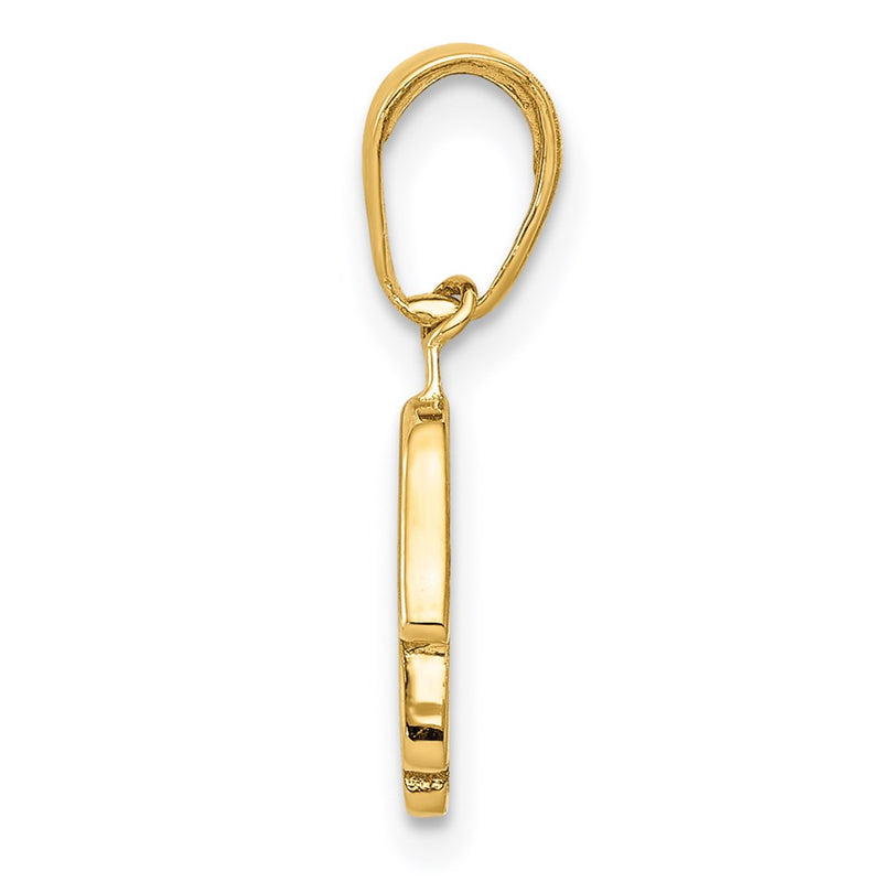 14K Yellow Gold Small Solid Hamsa Pendant