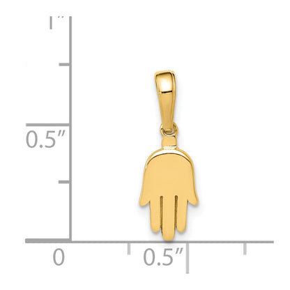 14K Yellow Gold Small Solid Hamsa Pendant