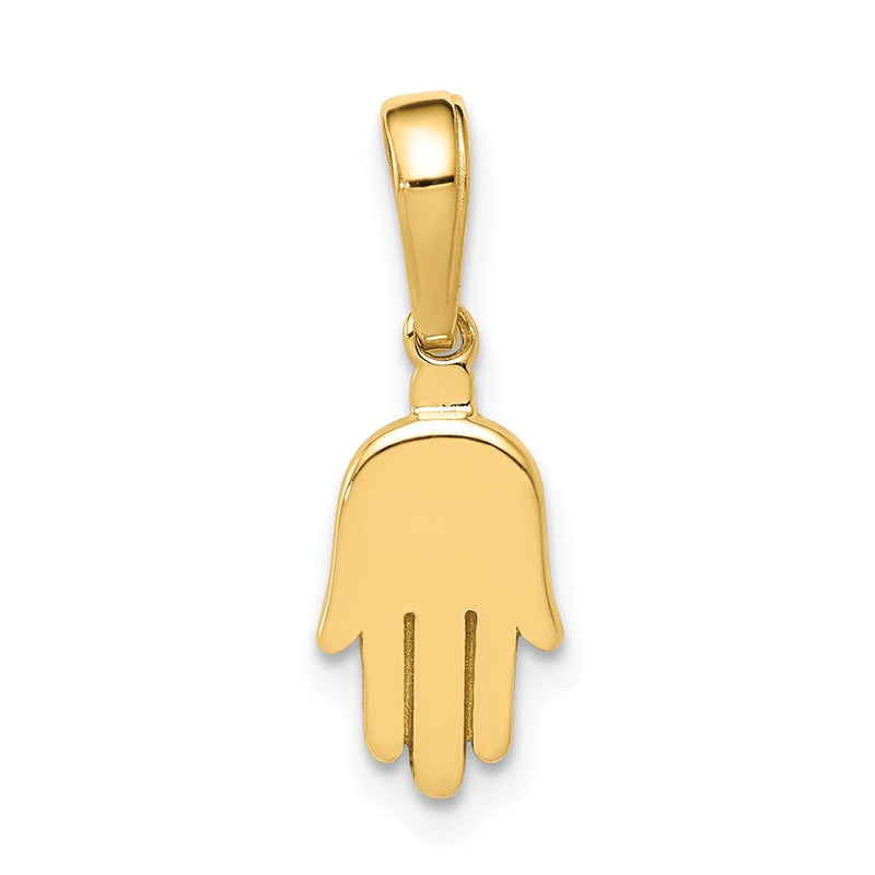 14K Yellow Gold Small Solid Hamsa Pendant