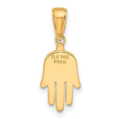 14K Yellow Gold Large Solid Hamsa Pendant