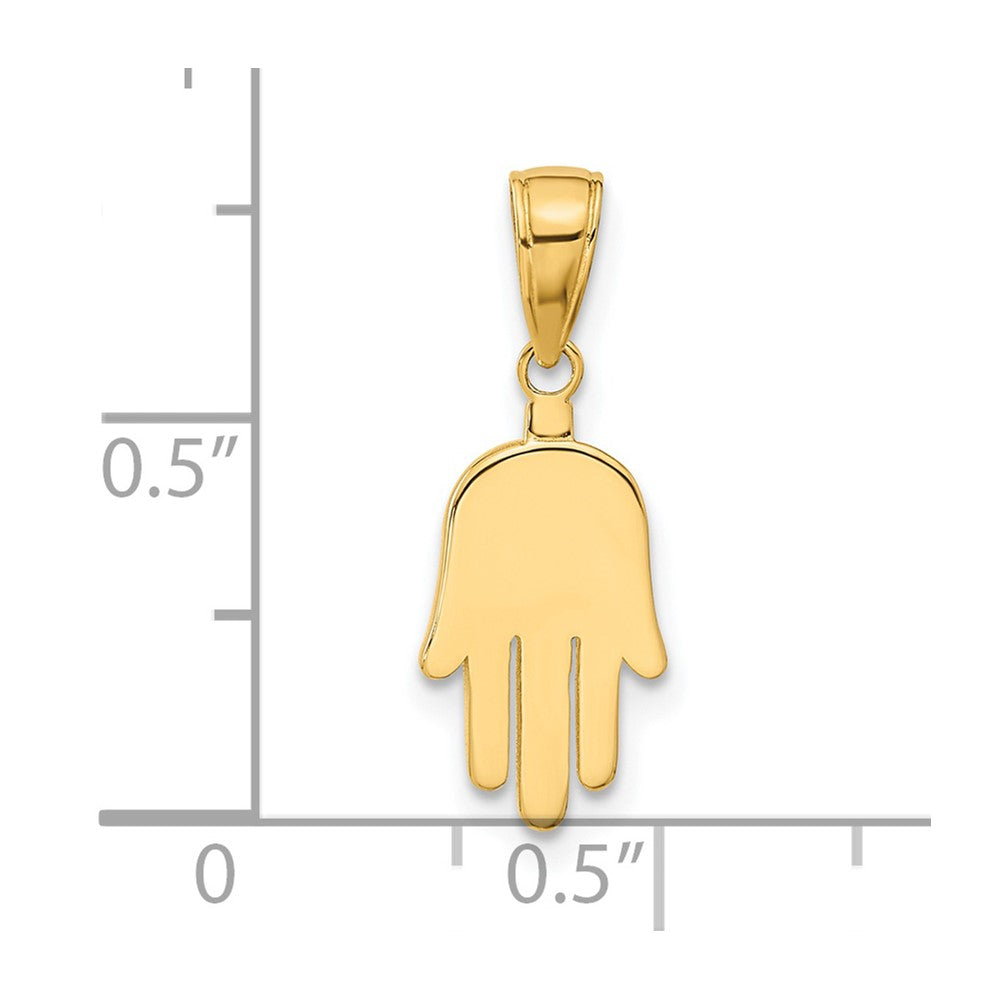 14K Yellow Gold Large Solid Hamsa Pendant
