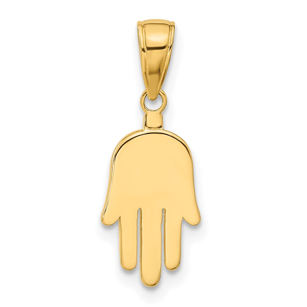 14K Yellow Gold Large Solid Hamsa Pendant