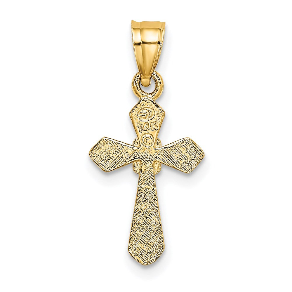 14K Yellow Gold Small Cross W/Flower Charm
