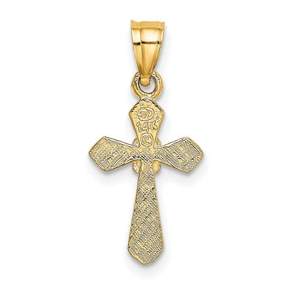 14K Yellow Gold Small Cross W/Flower Charm