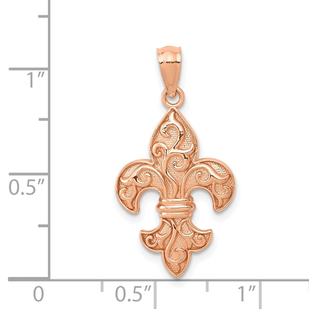 14K Rose Gold Fleur De Lis Pendant