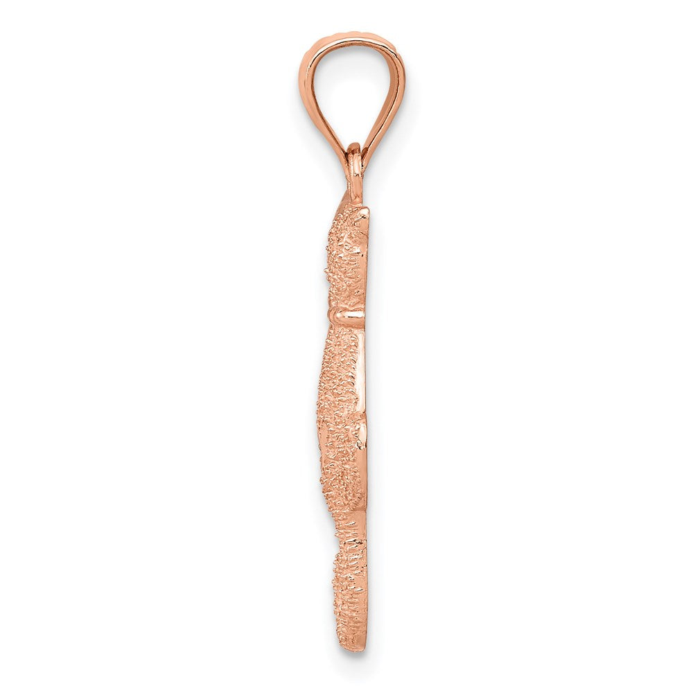 14K Rose Gold Polished And Textured Sitting Cats Pendant