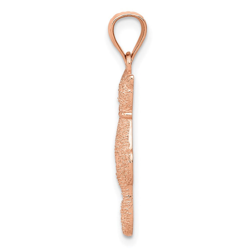 14K Rose Gold Polished And Textured Sitting Cats Pendant