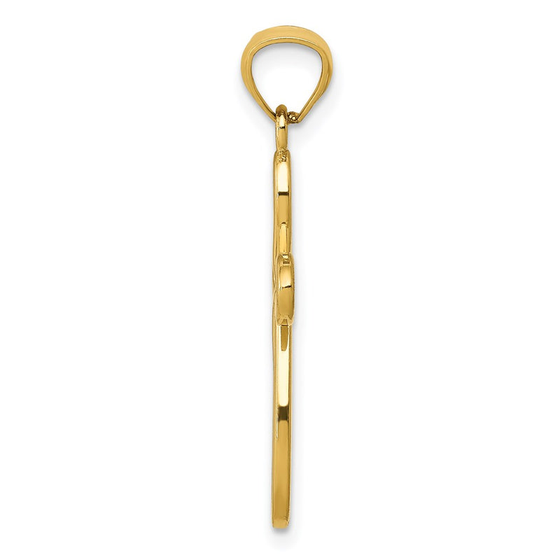 14K Yellow Gold Ribbon Cross Pendant