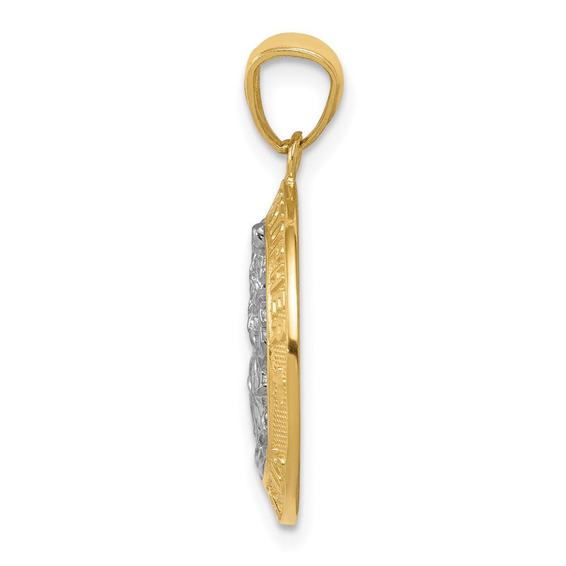 14K Yellow & Rhodium W/Rhodium St Christopher Pendant
