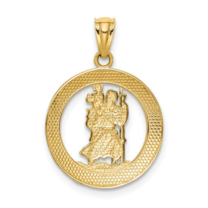 14K Yellow & Rhodium W/Rhodium St Christopher Pendant