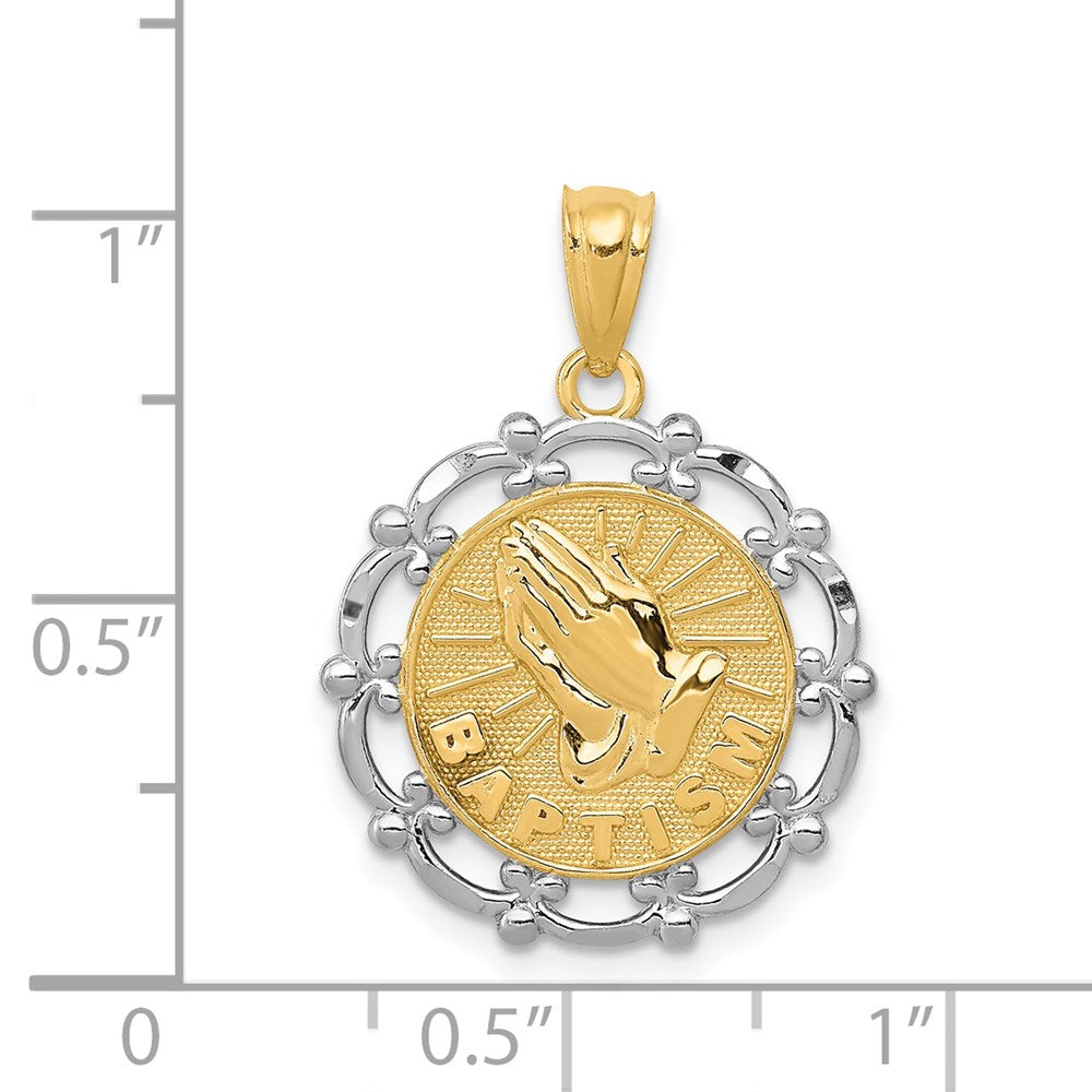 14K Yellow & Rhodium W/Rhodium Baptism Pendant
