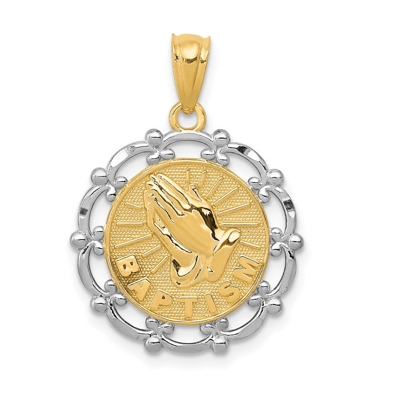 14K Yellow & Rhodium W/Rhodium Baptism Pendant