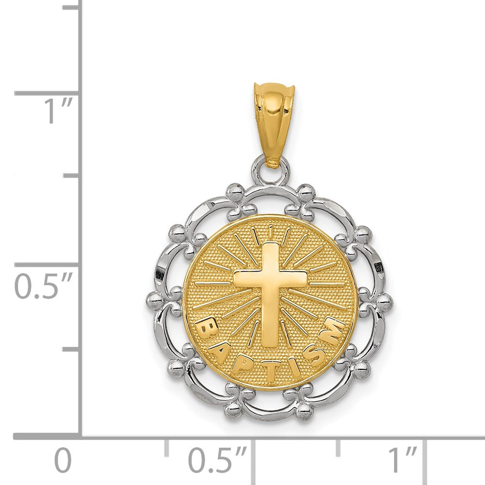 14K Yellow & Rhodium W/Rhodium Baptism Pendant