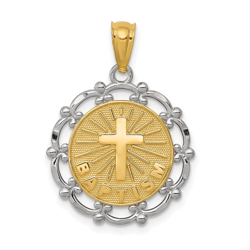 14K Yellow & Rhodium W/Rhodium Baptism Pendant