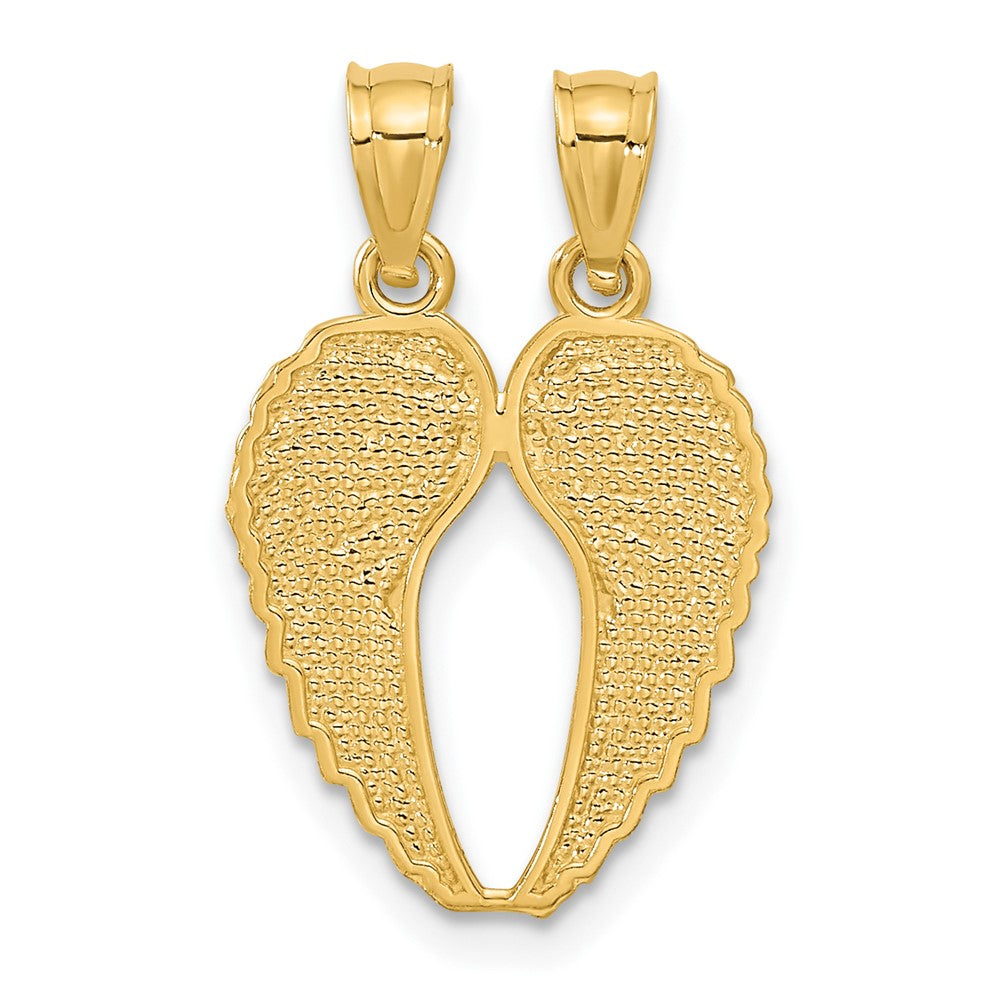 14K Yellow Gold Break Apart Diamond-Cut Wings Pendant