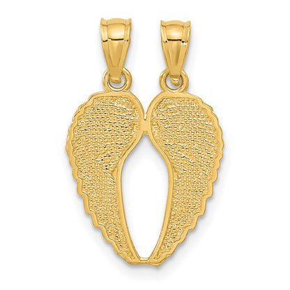 14K Yellow Gold Break Apart Diamond-Cut Wings Pendant