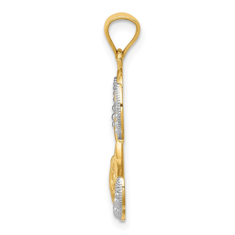 14K Yellow & Rhodium W/Rhodium Love Angel Pendant