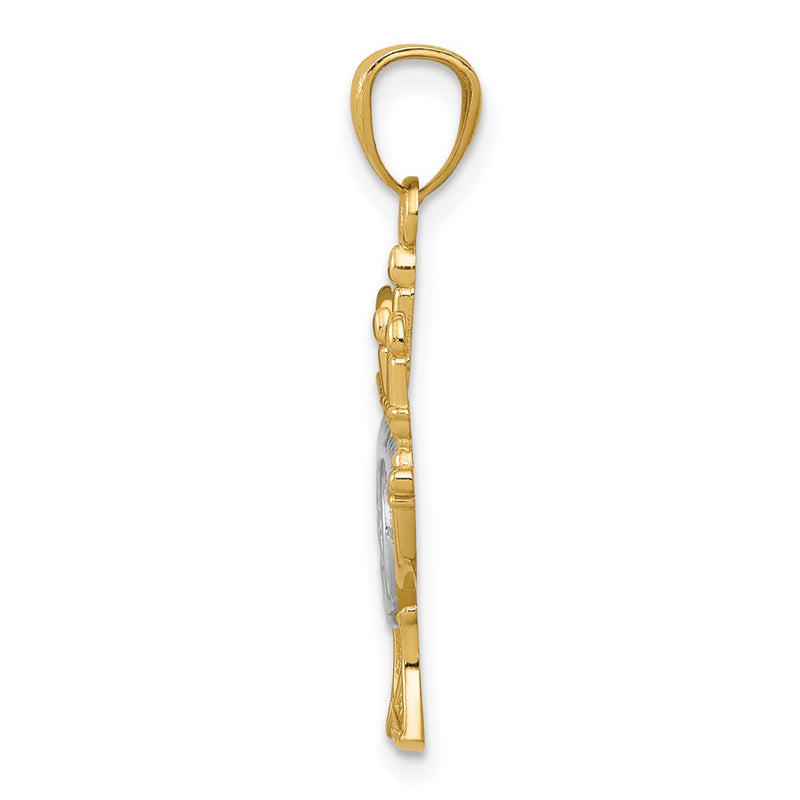 14K Yellow & Rhodium W/ White Menorah Pendant