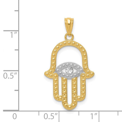 14K Yellow & Rhodium W/ Hamsa Pendant
