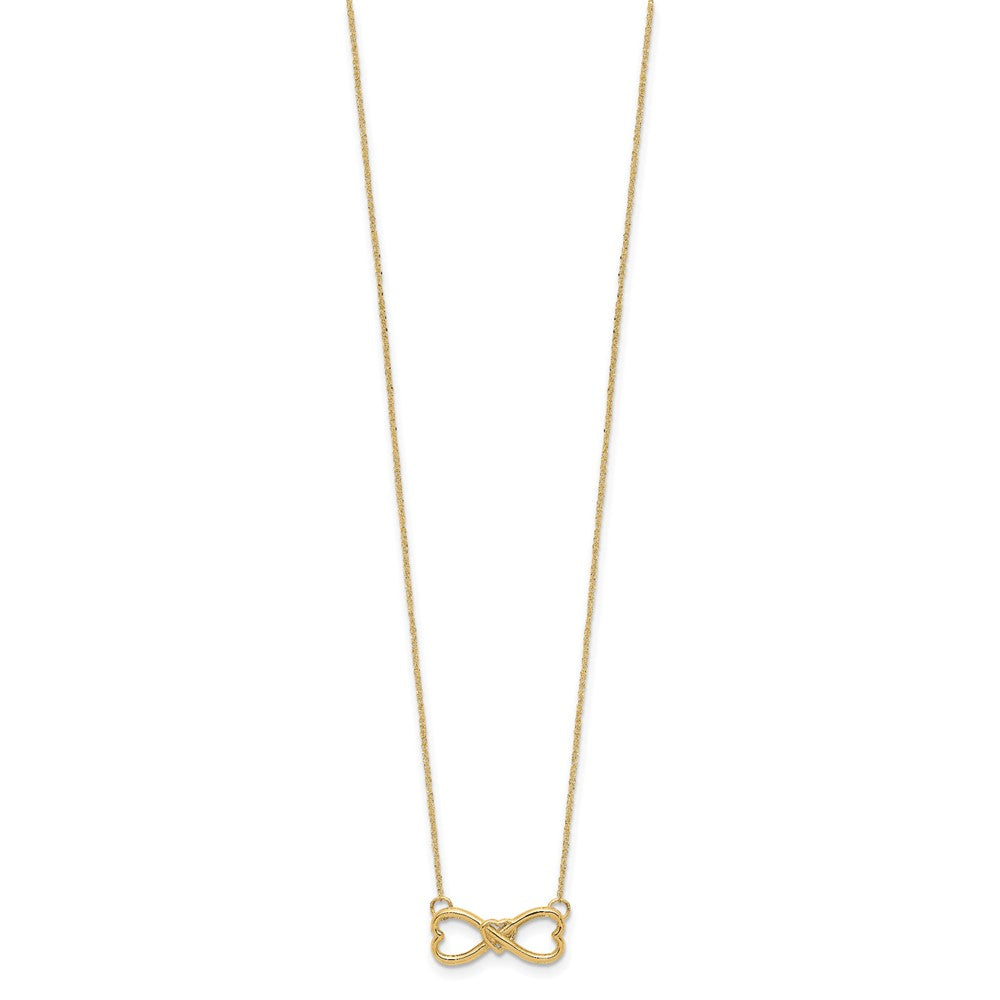 14K Yellow Gold Polished Infinity W/Heart Necklace