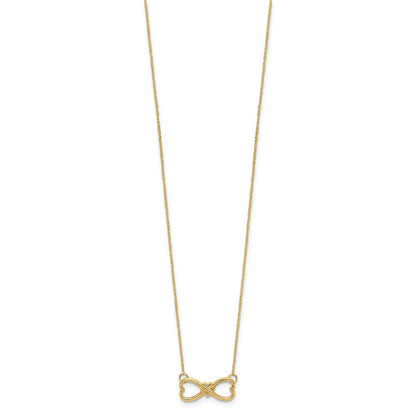 14K Yellow Gold Polished Infinity W/Heart Necklace