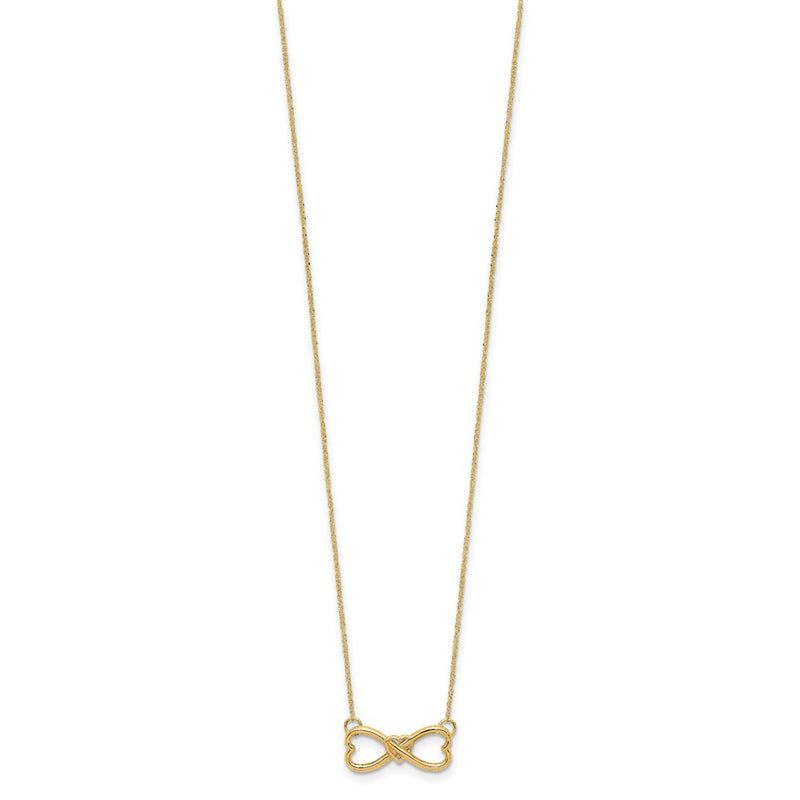 14K Yellow Gold Polished Infinity W/Heart Necklace