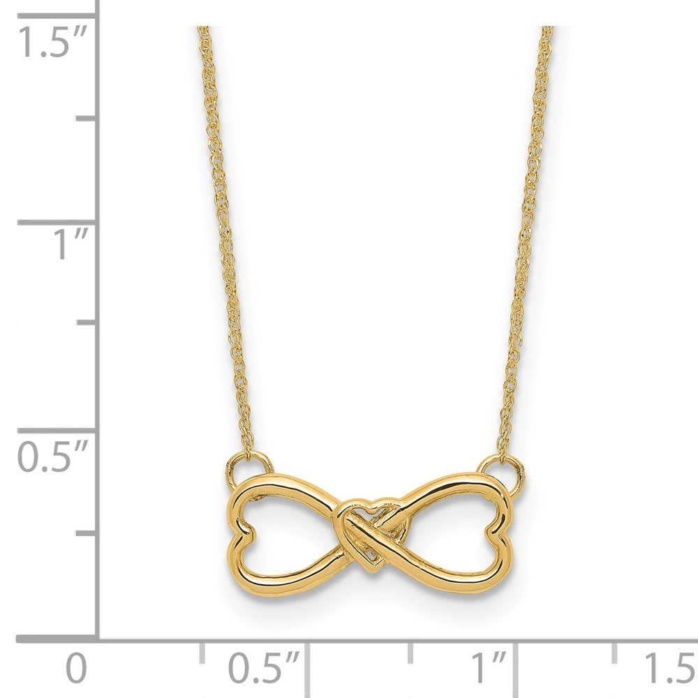 14K Yellow Gold Polished Infinity W/Heart Necklace