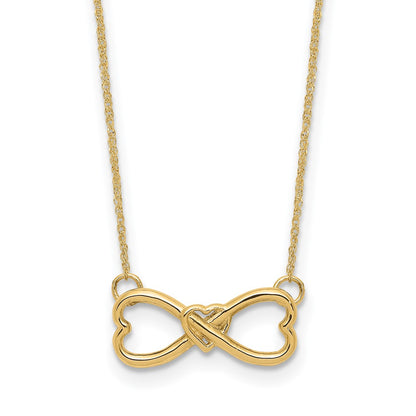 14K Yellow Gold Polished Infinity W/Heart Necklace
