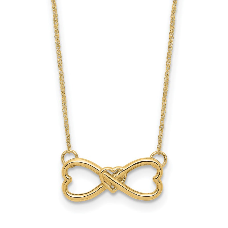 14K Yellow Gold Polished Infinity W/Heart Necklace