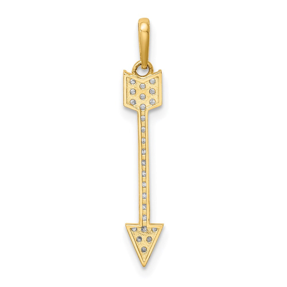 14K Yellow Gold Arrow Cz Pendant