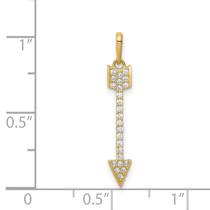 14K Yellow Gold Arrow Cz Pendant