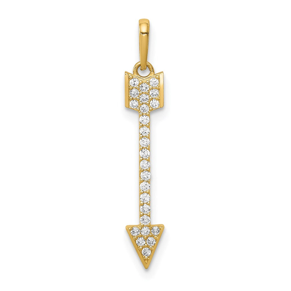 14K Yellow Gold Arrow Cz Pendant