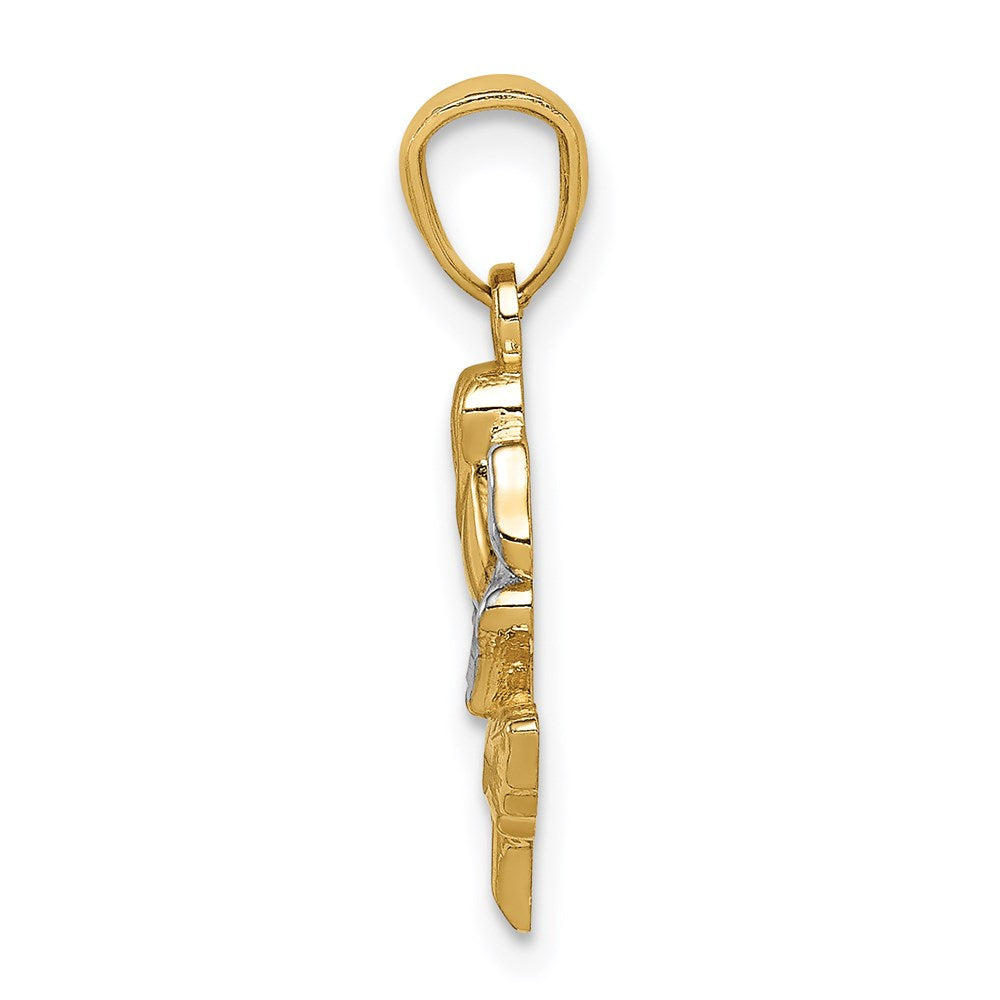 14K Yellow & Rhodium White Rose Pendant