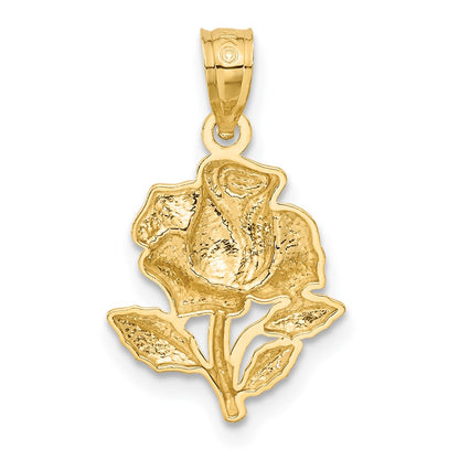 14K Yellow & Rhodium White Rose Pendant
