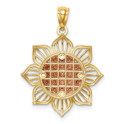 14k Two-tone Gold Two-tone Gold D/C Sunflower Pendant