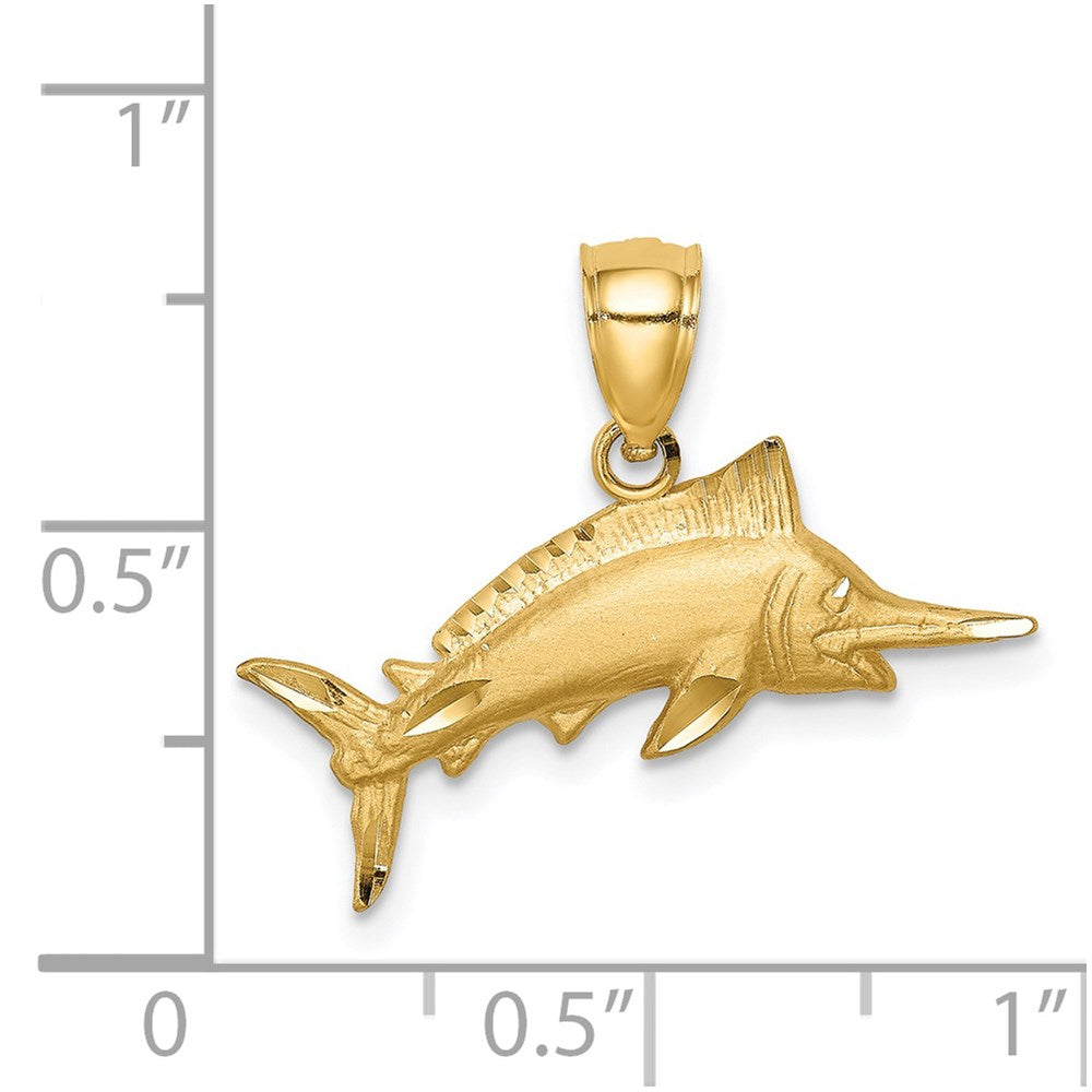 14K Yellow Gold D/C Marlin Pendant