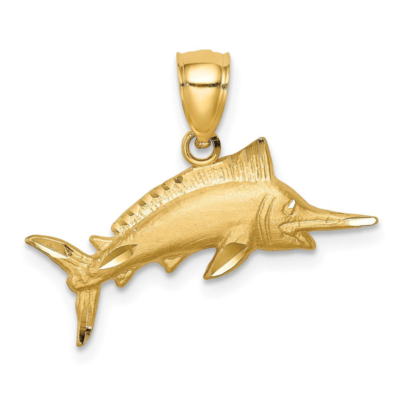 14K Yellow Gold D/C Marlin Pendant