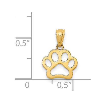 14K Yellow Gold Dog Paw Pendant