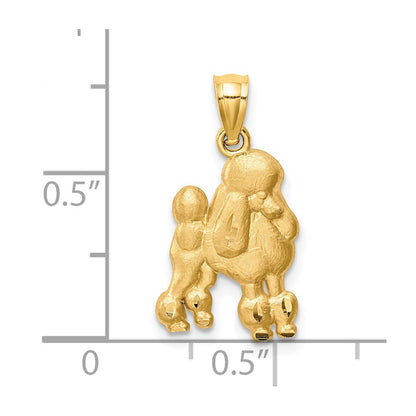 14K Yellow Gold Diamond-Cut Poodle Pendant