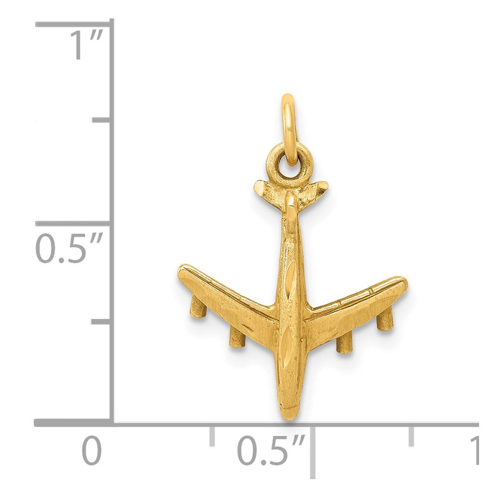 14K Yellow Gold 3-D Airplane Charm