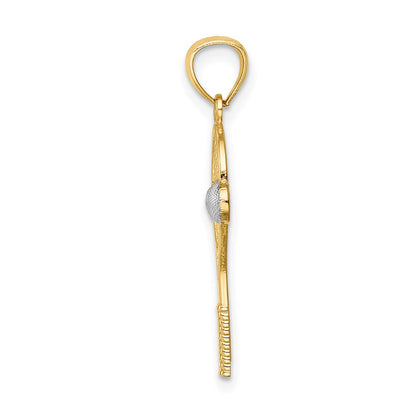 14K Yellow & Rhodium W/White Tennis Pendant