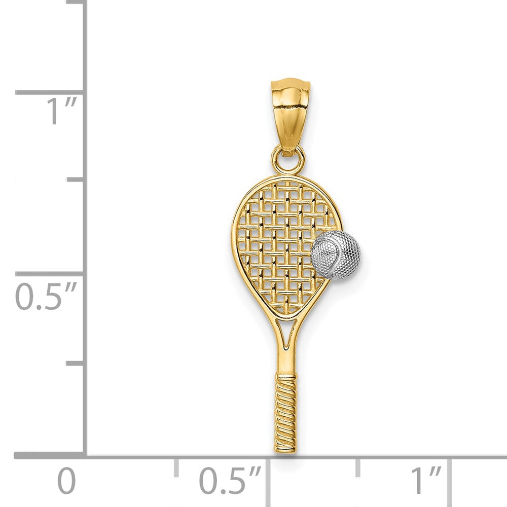 14K Yellow & Rhodium W/White Tennis Pendant