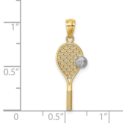 14K Yellow & Rhodium W/White Tennis Pendant