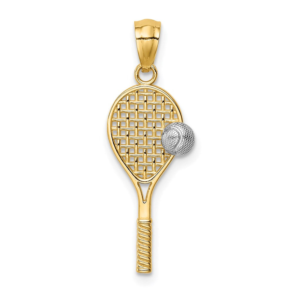14K Yellow & Rhodium W/White Tennis Pendant