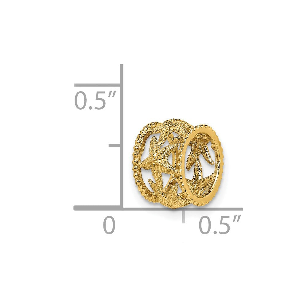 14K Yellow Gold Polished Starfish Slide
