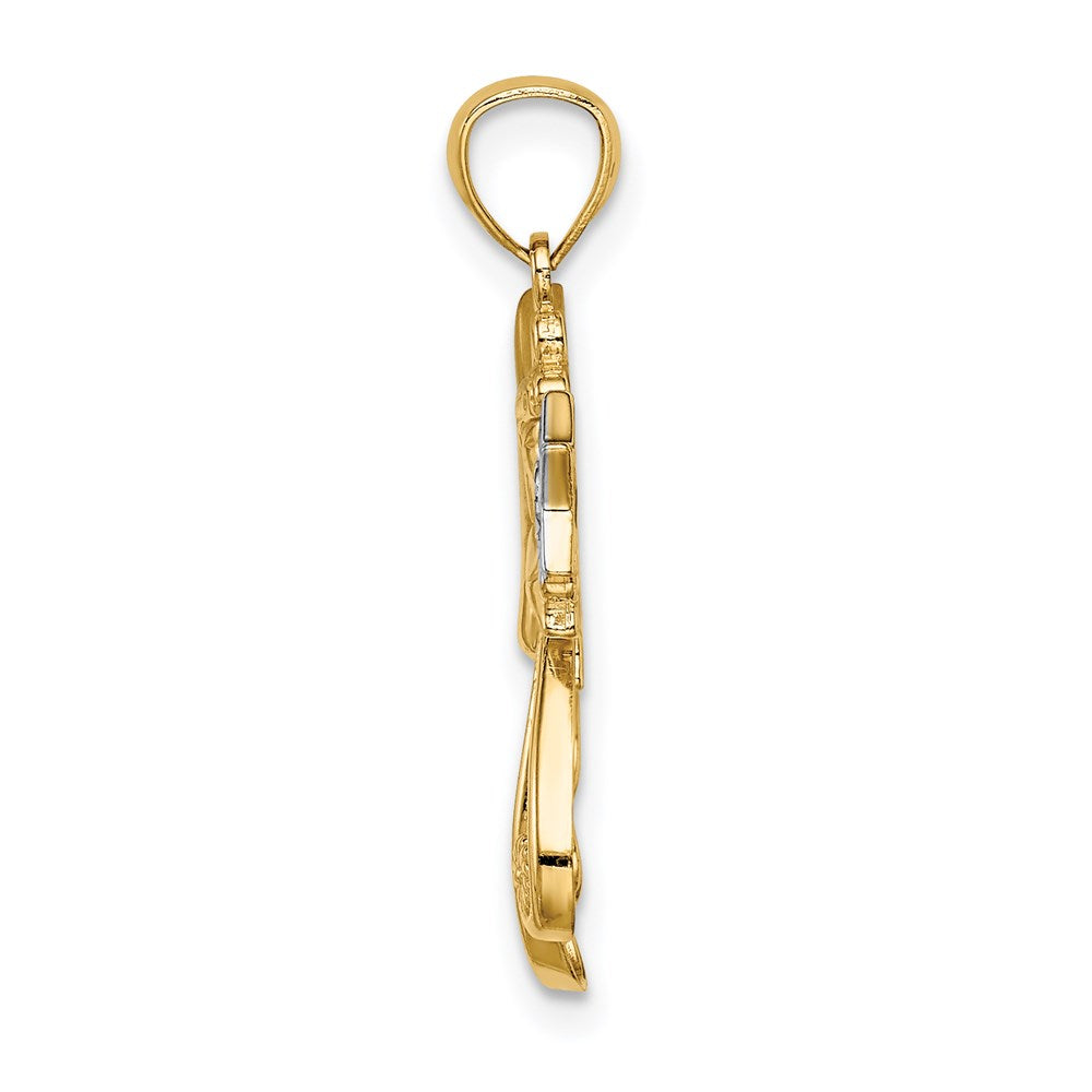 14K Yellow & Rhodium W/Rhodium D/C Angel With A Star